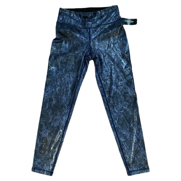 Ideology Shiny Python Tight Leggings Stretch Navy - Picture 6 of 6